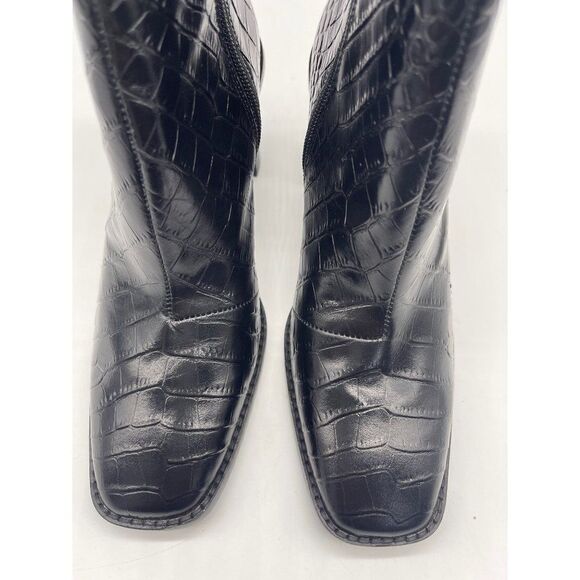 Gibson Latimer Black Leather Croc Embossed Boots Size 6.5 - Picture 6 of 11